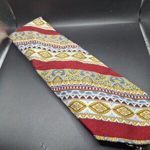 Vintage Brittania Mens Tie Multicolor Paisley Geometric Wide Stripes Polyester